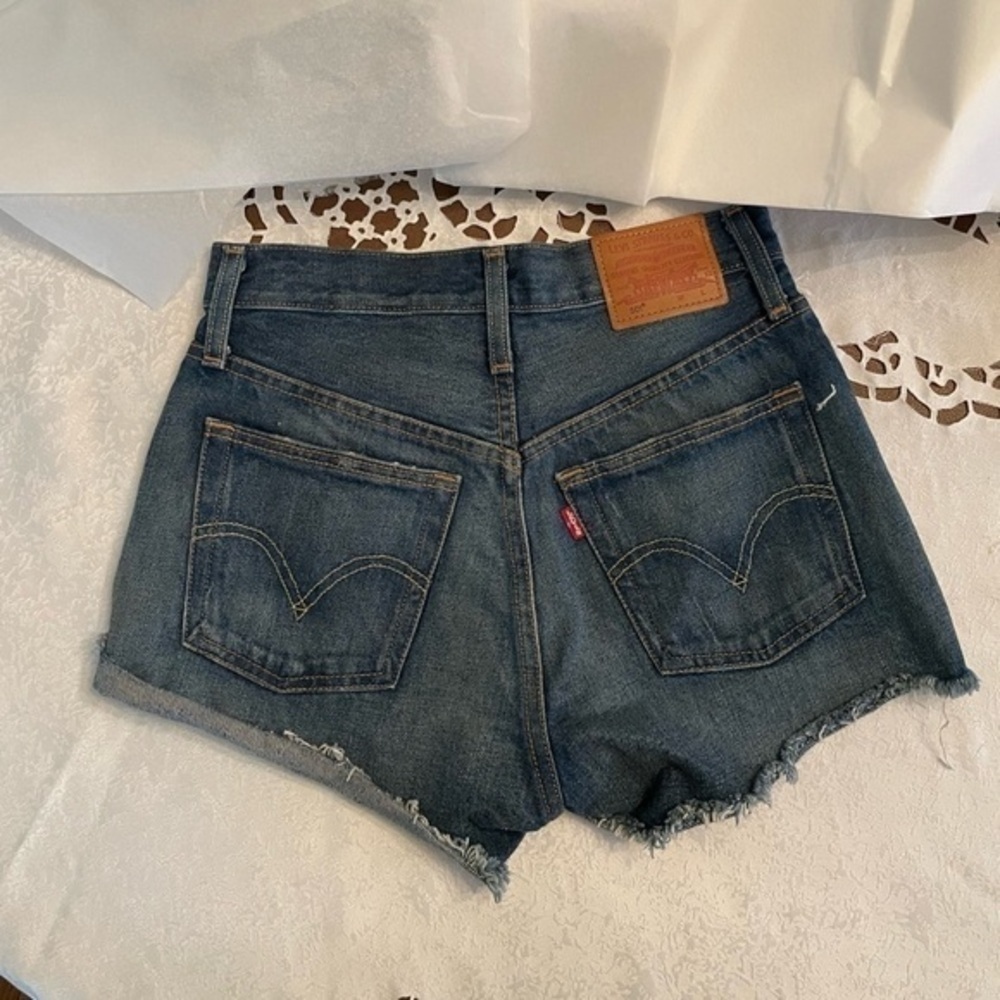 Levi’s 501 Highrise Blue Denim Shorts Cotton Size 23 - Picture 10 of 13